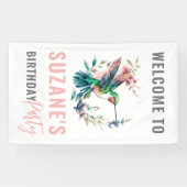 Hummingbird aangepaste tekst verjaardagsfeest spandoek (Horizontaal)