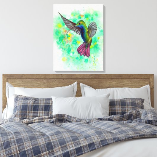 Hummingbird - acrylverf canvas afdruk (Insitu (Slaapkamer))