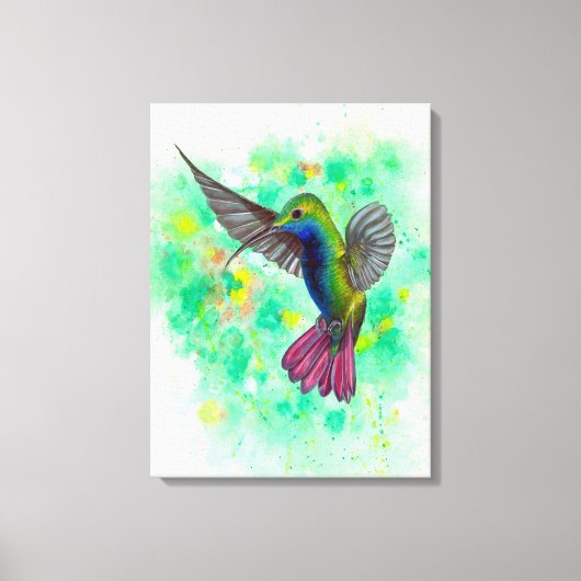 Hummingbird - acrylverf canvas afdruk (Voorkant)