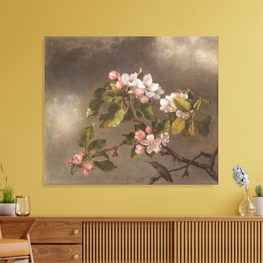 Hummingbird and Apple Blossom Canvas Afdruk (Insitu (Woonkamer))