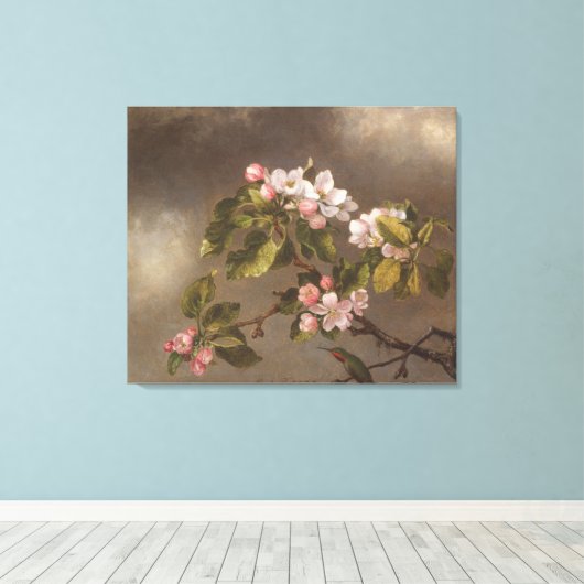 Hummingbird and Apple Blossom Canvas Afdruk (Insitu (Houten vloer))