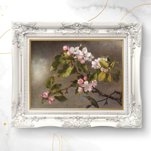 Hummingbird and Apple Blossom Poster