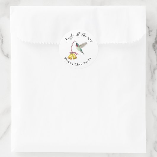 Hummingbird and Bells Ronde Sticker (Tas)