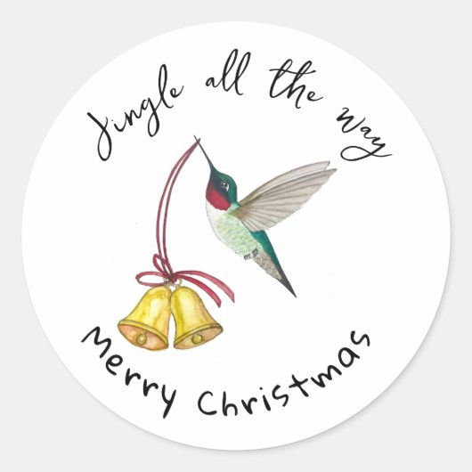 Hummingbird and Bells Ronde Sticker (Voorkant)