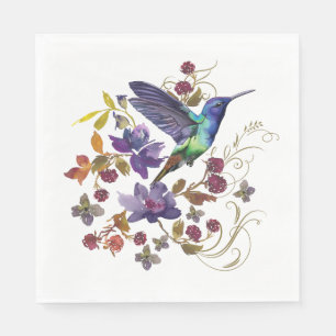 Hummingbird and Berries Paper Napkin Servet