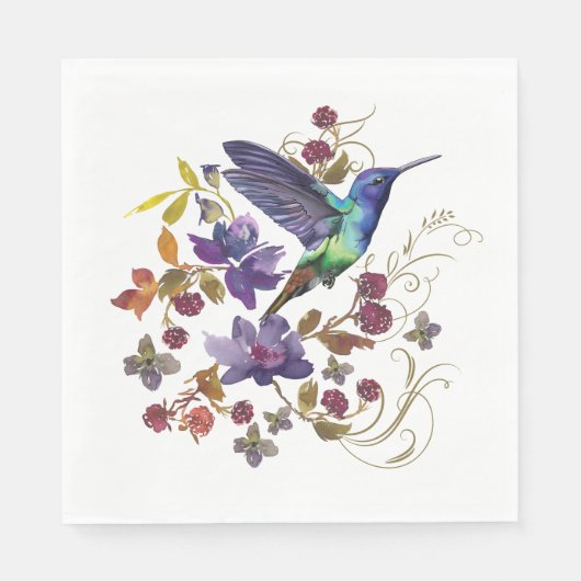 Hummingbird and Berries Paper Napkin Servet (Voorkant)