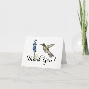 Hummingbird and Bluebonnet blank Thank You Bedankkaart