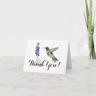 Hummingbird and Bluebonnet blank Thank You Bedankkaart