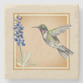 Hummingbird and Bluebonnet on Neutral Background Stenen Onderzetter (Voorkant)
