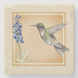 Hummingbird and Bluebonnet on Neutral Background Stenen Onderzetter