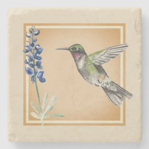 Hummingbird and Bluebonnet on Neutral Background Stenen Onderzetter
