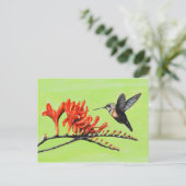 Hummingbird and Crocosmia Painting Briefkaart (Staand voorkant)
