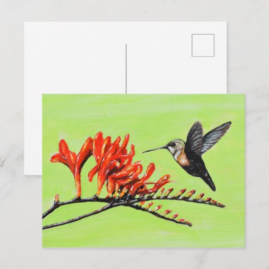 Hummingbird and Crocosmia Painting Briefkaart (Voorkant / Achterkant)