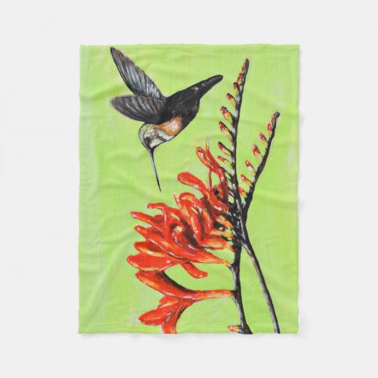 Hummingbird and Crocosmia Painting Fleece Deken (Voorkant)