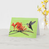 Hummingbird and Crocosmia Painting Kaart (Gele Bloem)