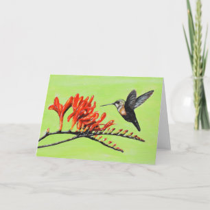 Hummingbird and Crocosmia Painting Kaart