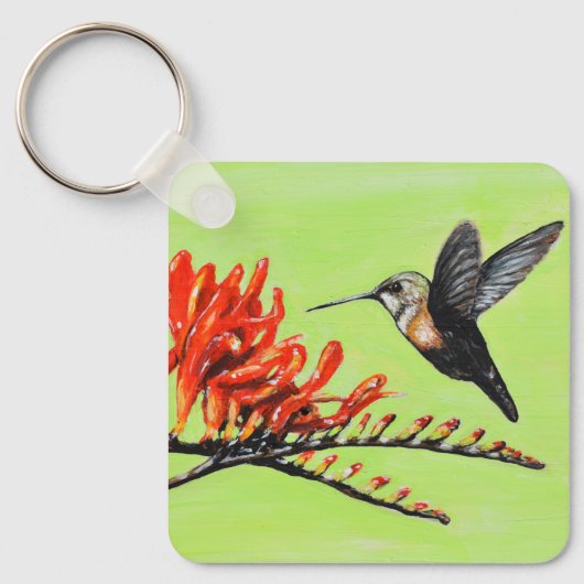 Hummingbird and Crocosmia Painting Sleutelhanger (Voorkant)