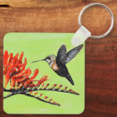 Hummingbird and Crocosmia Painting Sleutelhanger (Achterkant)