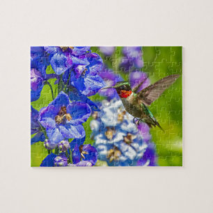 Hummingbird and Delphinium Legpuzzel