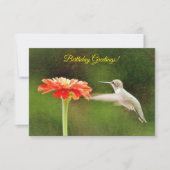 Hummingbird and Flower Birthday Kaart (Voorkant)
