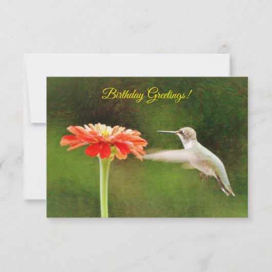 Hummingbird and Flower Birthday Kaart (Voorkant)