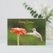 Hummingbird and Flower Birthday Kaart (Staand voorkant)