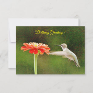 Hummingbird and Flower Birthday Kaart
