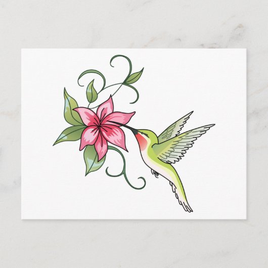 Hummingbird and Flower Briefkaart (Voorkant)