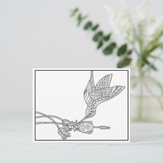 Hummingbird and Flower Design Briefkaart (Staand voorkant)