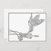 Hummingbird and Flower Design Briefkaart (Voorkant / Achterkant)