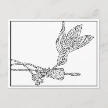 Hummingbird and Flower Design Briefkaart