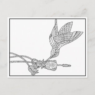 Hummingbird and Flower Design Briefkaart