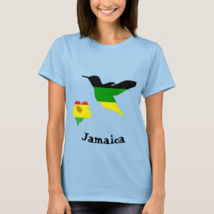 Hummingbird and flower in Jamaican and Rasta color T-shirt
