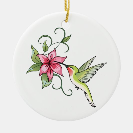 Hummingbird and Flower Keramisch Ornament (Voorkant)