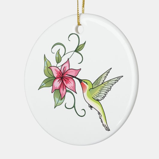 Hummingbird and Flower Keramisch Ornament (Links)