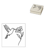 Hummingbird and Flower – Minimalist Black Line Art Rubberstempel (Gestempeld)