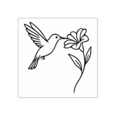 Hummingbird and Flower – Minimalist Black Line Art Rubberstempel (Afrduk)