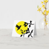 Hummingbird and flower silhouette art style kaart (Gele Bloem)