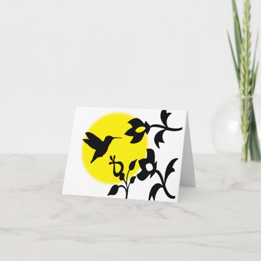 Hummingbird and flower silhouette art style kaart (Voorkant)