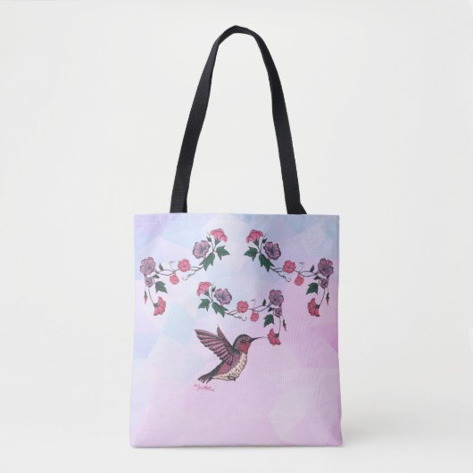 Hummingbird and Flowers Canvas tas (Voorkant)