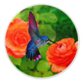 Hummingbird and Flowers Ceramic Knob Keramische Knop (Voorkant)