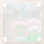 Hummingbird and Flowers Glazen Onderzetter (Achterkant)
