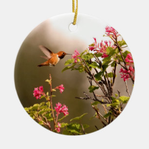 Hummingbird and Flowers Keramisch Ornament