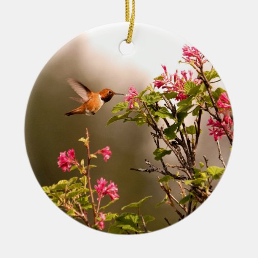 Hummingbird and Flowers Keramisch Ornament (Voorkant)