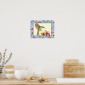 Hummingbird and Flowers Poster (Keuken)