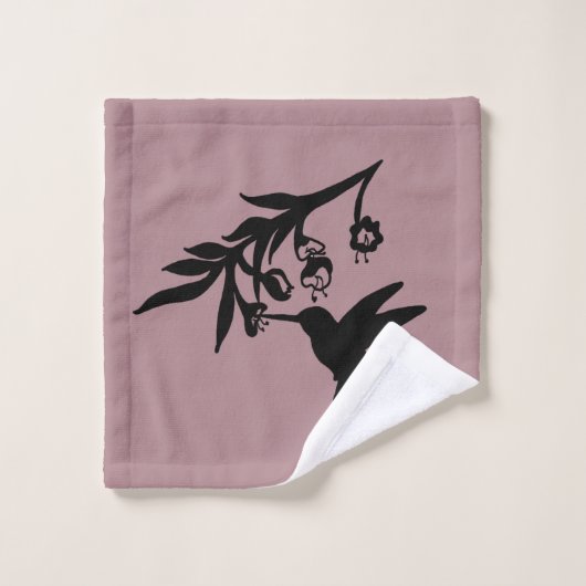 Hummingbird and Flowers silhouette Bath Towel Set Bad Handdoek (Wasdoekje)