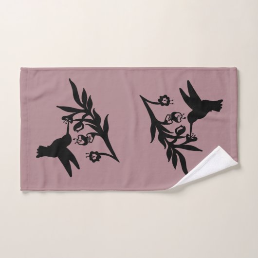 Hummingbird and Flowers silhouette Bath Towel Set Bad Handdoek (Handdoek)