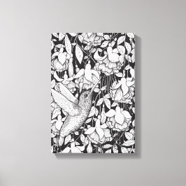 Hummingbird and fuchsia canvas afdruk
