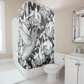 Hummingbird and fuchsia douchegordijn (In situ)