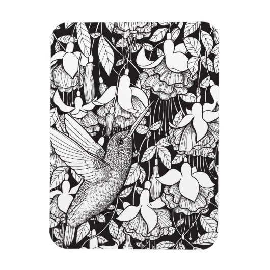 Hummingbird and fuchsia magneet (Verticaal)